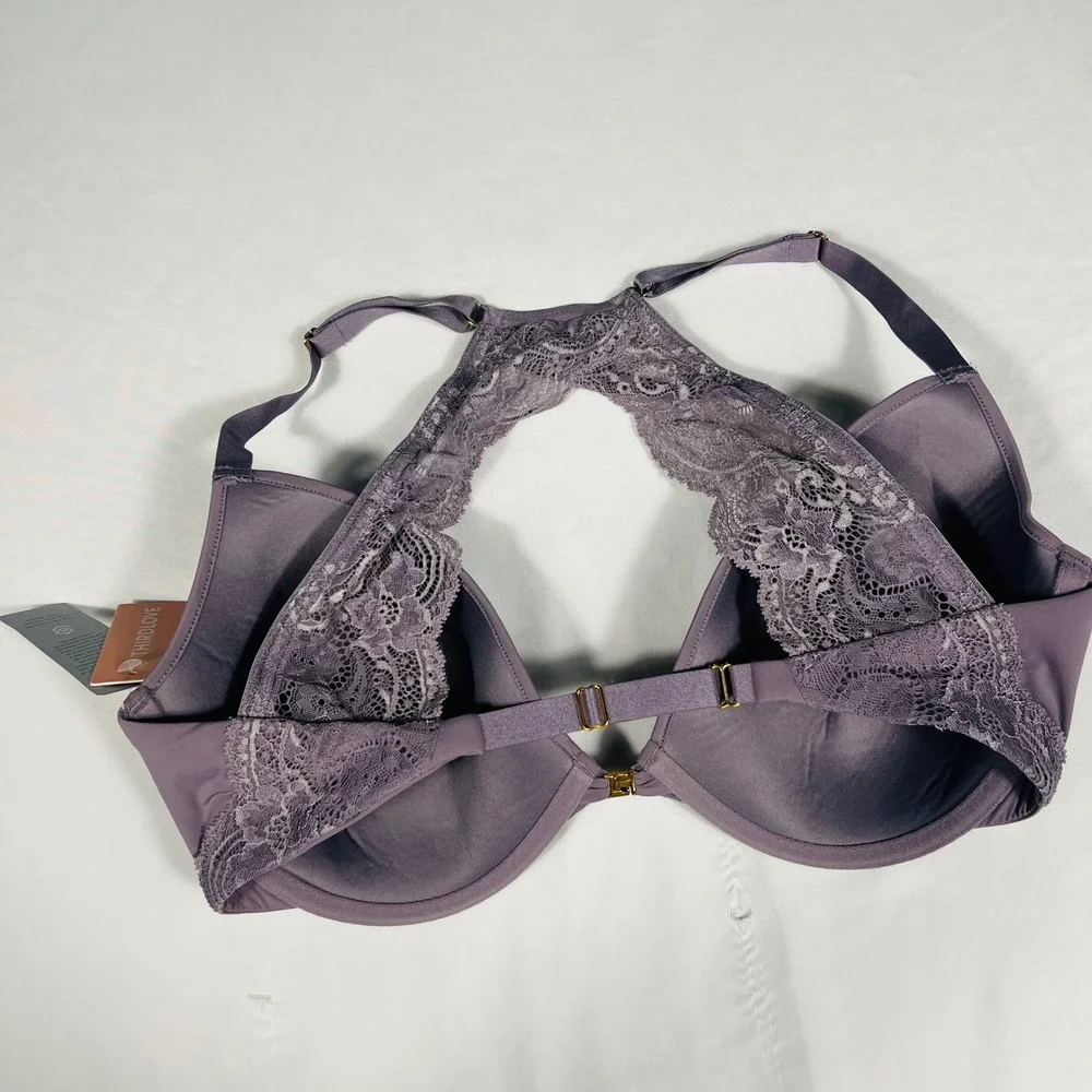 ThirdLove Lace Racerback Front Closure Bra Purple 38D 40C NWT - Picture 2 of 5